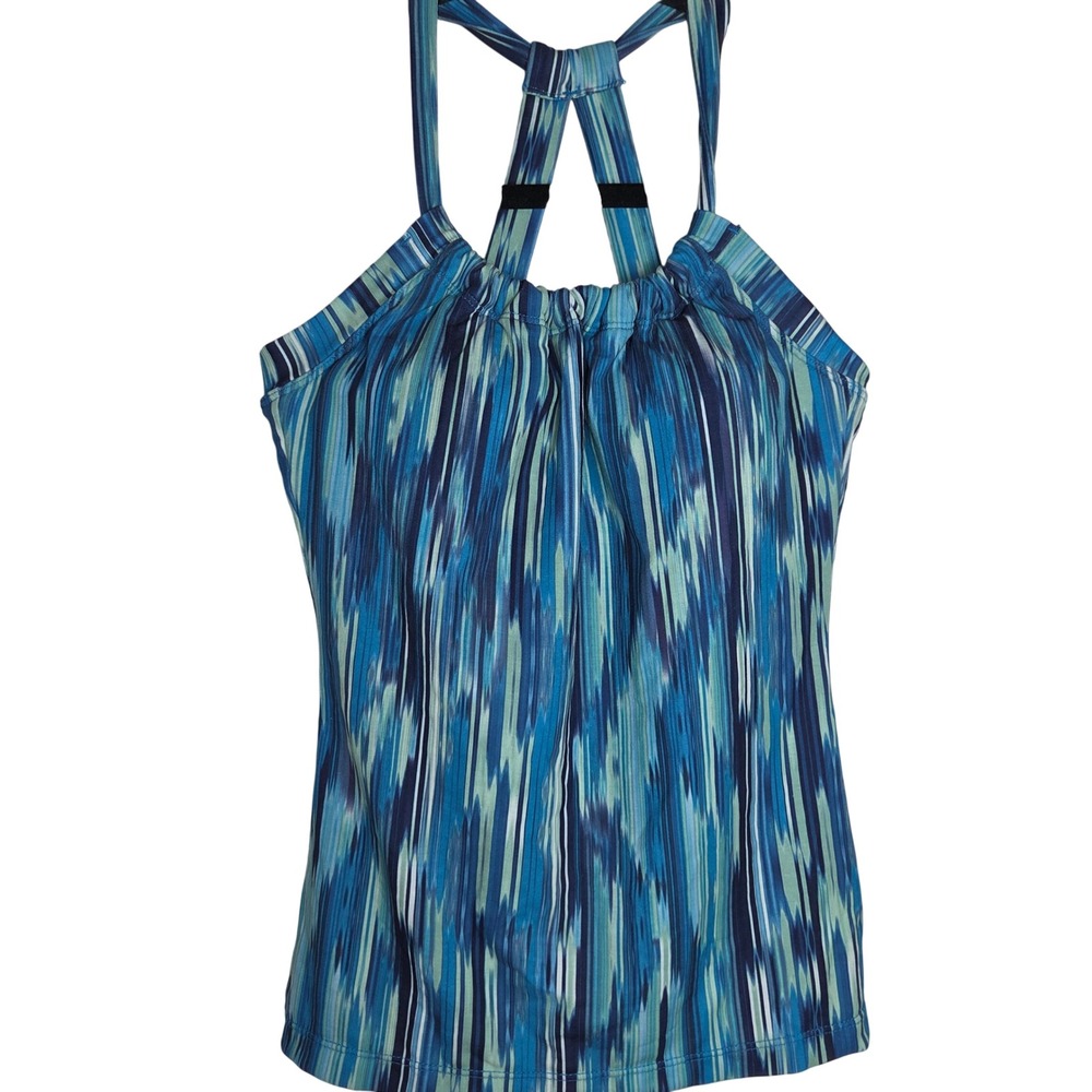 NWT prAna Quinn Yoga Tank Shelf Bra Strappy Back‎ Blue Rainblur XS